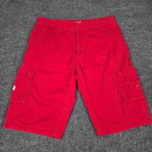 Parish Nation Mens Red Cargo Shorts Size 40 Cotton Utility Streetwear Baggy‎